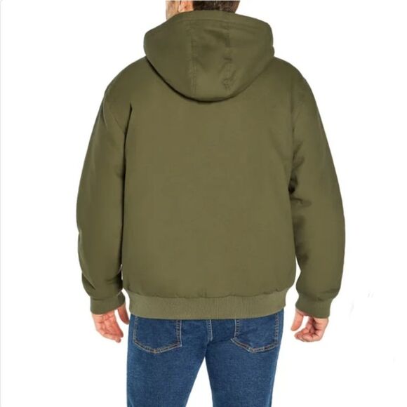 WOOLRICH Green Label Mens XL Canvas Hooded Work Jacket Flannel Lined Heavyweight - Picture 3 of 5
